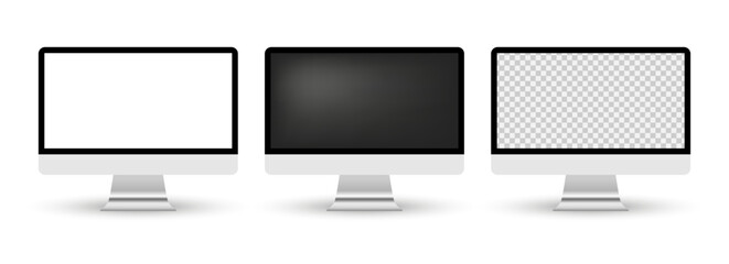 Set of  Computer screen mockup.Realistic computer monitor.Vector Illustration