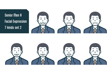 シニア男性のバストショット7点セットNo.2