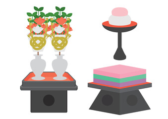 雛飾りのイラストのセット
