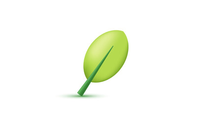 illustration vector realistic green line leaf icon 3d creative isolated on background.Realistic vector illustration.