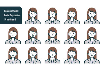 キャリアウーマンのバストショット14点セットNo.1