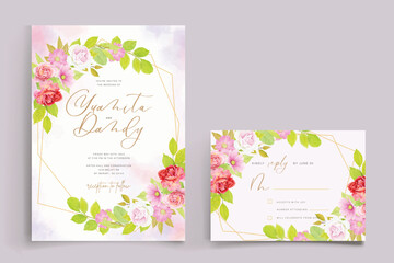 floral ornament wedding invitation card set