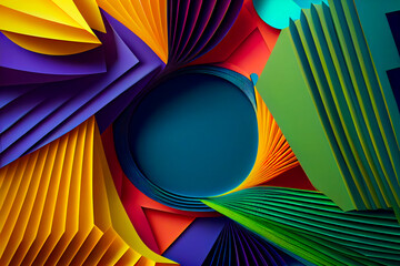 Abstract Art of Colorful Geometric Lines.  Generative AI.