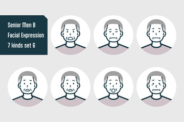 シニア男性のバストショット7点セットNo.6