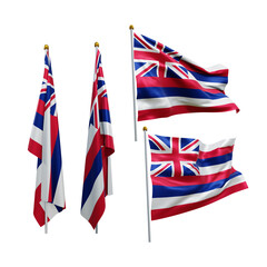 Fototapeta na wymiar 3d rendering hawaii flag waving fluttering and no fluttering perspective various view