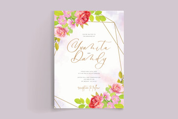 floral ornament wedding invitation card set