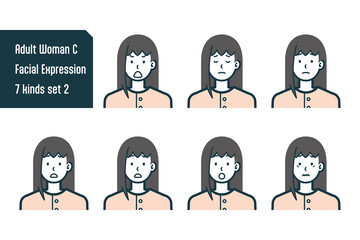 私服の女性のバストショット7点セットNo.2