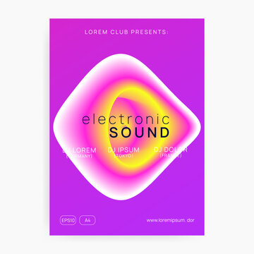 Trance Party. Modern Music Flyer. Fun Glitch For Invitation. Abstract Pattern For Brochure Template. House And Exhibition Concept. Pink And Yellow Trance Party