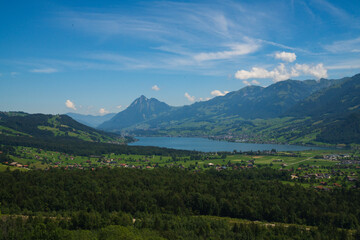 Fototapeta premium landscape with lake and mountains