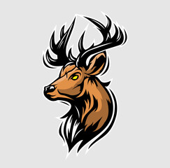 Vector of angry deer sport mascot logo design for badge, emblem, or printing