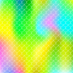 Holographic scale background with gradient mermaid.