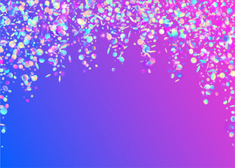 Hologram Glitter. Purple Retro Tinsel. Transparent Glare. Iridescent Texture. Fantasy Art. Shiny Celebrate Illustration. Festive Foil. Party Prism. Blue Hologram Glitter