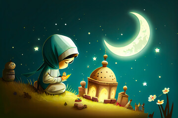 Ramadan Festive Celebrations. Ramazan Holy Prayers. Generative AI