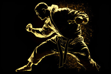 Fototapeta premium judo with golden silhouette, ai