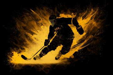 Obraz premium hockey with golden silhouette, ai
