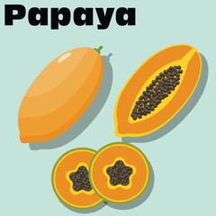 illustrasion of papaya set