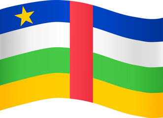 Central African Republic flag wave isolated on png or transparent background