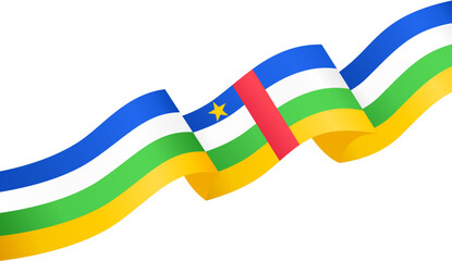 Central African Republic flag wave isolated on png or transparent background