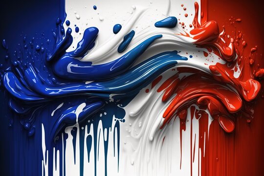 Flag of France, modern design with acrylic paint. Ai generated