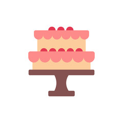 Layered festive cake. Flat icon. Vector illustration.