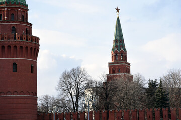 Moscow Kremlin architecture, popular landmark.