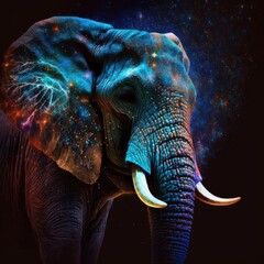 Generative AI - SpaceAnimals 064: A digital painting of a vivid color space animal
