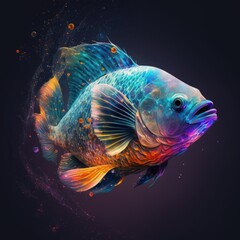 Fototapeta premium Generative AI - SpaceAnimals 060: A digital painting of a vivid color space animal
