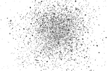 Multicolored confetti on isolated white background. Geometric holiday texture with glitters. Image for banners. Black and white illustration