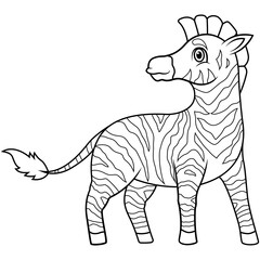 Cartoon funny zebra on white background