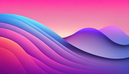 Abstract 3D Wave Background - Pink Pastel- Iridescent Holographic Neon Curved Motion Colorful 3d render. Gradient design element for backgrounds, banners, wallpapers, posters - AI Illustration