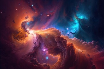 Obraz na płótnie Canvas Colorful Galaxy in Ultra Detail: A Vibrant Cosmic Illustration, generative ai