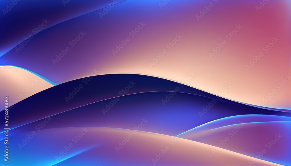 Sticker Abstract 3D Wave Background - Purple - Iridescent Holographic Neon Curved Motion Colorful 3d render. Gradient design element for backgrounds, banners, wallpapers, posters and covers - AI Illustration