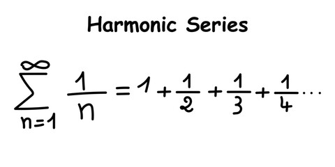 Summation of harmonic series formula in mathematics.