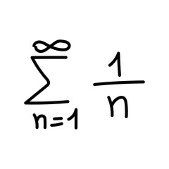 Summation of harmonic series formula in mathematics.