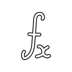 Math function symbol. Mathematical function icon. Vector illustration isolated on white background.