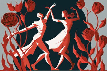 A Love Blossoming: A Dance of Joy and Roses