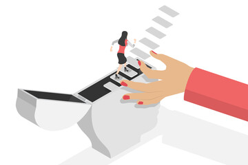 3D Isometric Flat  Conceptual Illustration of Self-Motivation