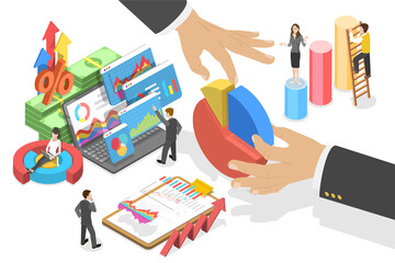 3D Isometric Flat  Conceptual Illustration of Shares And Dividends