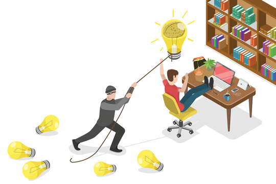 3D Isometric Flat  Conceptual Illustration of Fraud And Plagiarism