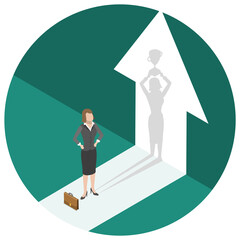 3D Isometric Flat  Conceptual Illustration of Womens Leadership