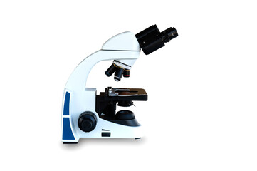 Microscope for laboratory research,microscope isolated on white background, science and technology concept