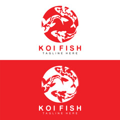 Koi Fish Logo Design, Chinese Lucky And Triumph Ornamental Fish Vector, Company Brand Gold Fish Icon