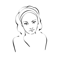 Abstract female line drawing, continuous line art abstract drawing. Woman Fashion Minimalist Concept, Beauty Drawing, black and white Illustration for logo, sublimation, prints, T-shirt