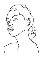 Female continuous line art abstract drawing. Woman Fashion Minimalist Concept, Woman Beauty Drawing, black and white Illustration for logo, sublimation, prints, T-shirt, banners, slogan design
