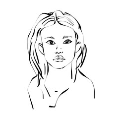 Abstract female line drawing, continuous line art abstract drawing. Woman Fashion Minimalist Concept, Beauty Drawing, black and white Illustration for logo, sublimation, prints, T-shirt