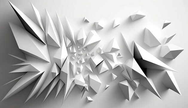 White Futuristic Background - abstract 3d pieces