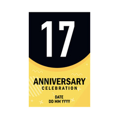 17 years anniversary invitation card design, modern design elements, white background vector design