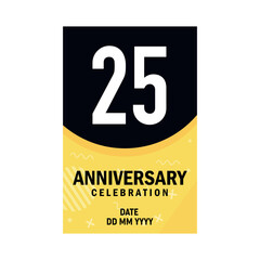 25 years anniversary invitation card design, modern design elements, white background vector design