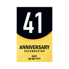 41 years anniversary invitation card design, modern design elements, white background vector design