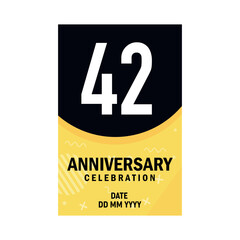 42 years anniversary invitation card design, modern design elements, white background vector design